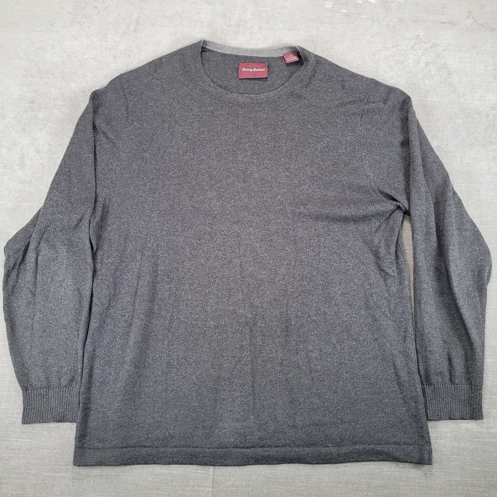 Tommy Bahama Mens Sweater Gray Cotton Cashmere Blend Large Long Sleeve Knit